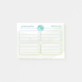 Aangepaste blauwe en groene Waterverf Post it Note