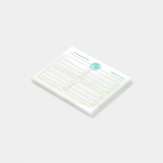 Aangepaste blauwe en groene Waterverf Post it Note (Schuin)