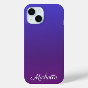 Aangepaste blauwe en paarse ombre iPhone 15 case
