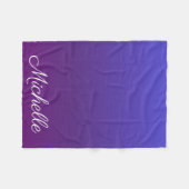 Aangepaste blauwe en paarse ombre fleece deken (Voorkant (Horizontaal))