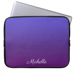Aangepaste blauwe en paarse ombre laptop sleeve