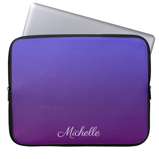 Aangepaste blauwe en paarse ombre laptop sleeve (Voorkant)