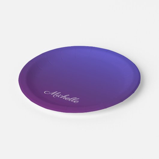 Aangepaste blauwe en paarse ombre papieren bordje (Gekanteld)