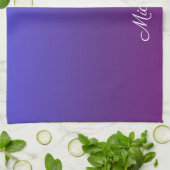 Aangepaste blauwe en paarse ombre theedoek (Gevouwen)