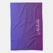 Aangepaste blauwe en paarse ombre theedoek (Verticaal)