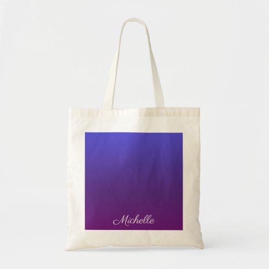 Aangepaste blauwe en paarse ombre tote bag (Voorkant)