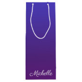 Aangepaste blauwe en paarse ombre wijn cadeautas (Achterkant)