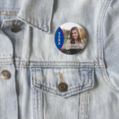 Aangepaste blauwe en rode Afstuderen foto Button (In situ)