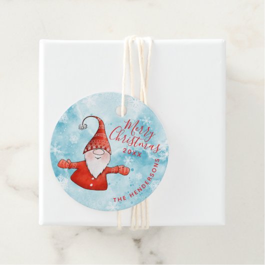 Aangepaste Blauwe en Rode Schattigee Gnoom Vrolijk Bedankjes Labels (In situ)