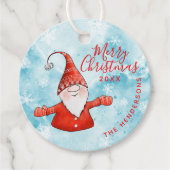 Aangepaste Blauwe en Rode Schattigee Gnoom Vrolijk Bedankjes Labels (Voorkant)