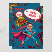 Aangepaste blauwe en rode Super Hero Boy Karikatuu Kaart (Voorkant / Achterkant)