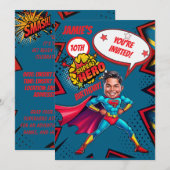 Aangepaste Blauwe en Rode Superhelden Jongen Caric Kaart (Voorkant / Achterkant)