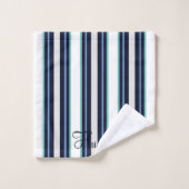 Aangepaste Blauwe En Turquoise Moderne Cursieve Fa Bad Handdoek (Wasdoekje)