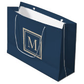 Aangepaste blauwe en vanille omlijst monogram groot cadeauzakje (Voorkant Gekanteld)