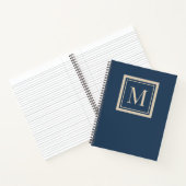 Aangepaste blauwe en vanille omlijst monogram notitieboek (Binnen)