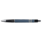 Aangepaste blauwe en vanille omlijst monogram pen (Voorkant)