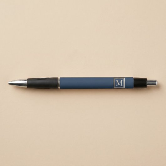 Aangepaste blauwe en vanille omlijst monogram pen