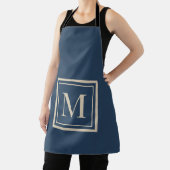 Aangepaste blauwe en vanille omlijst monogram schort (Insitu)