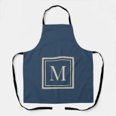 Aangepaste blauwe en vanille omlijst monogram schort (Voorkant)