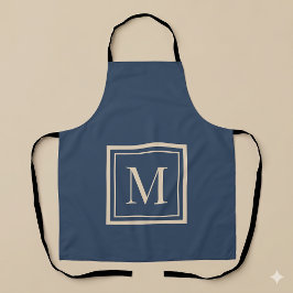 Aangepaste blauwe en vanille omlijst monogram schort