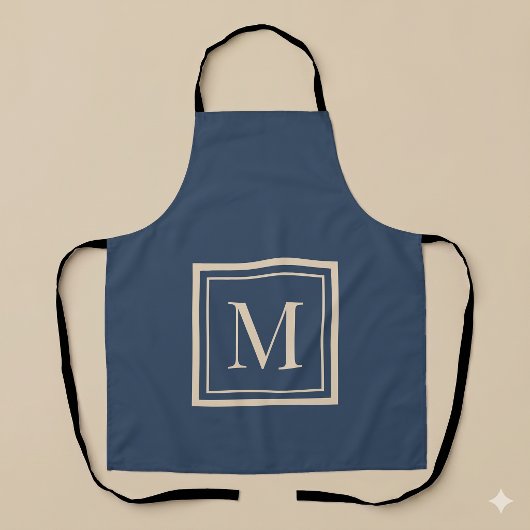 Aangepaste blauwe en vanille omlijst monogram schort