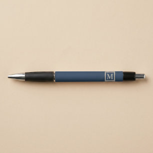 Aangepaste blauwe en vanille omlijste monogram pen