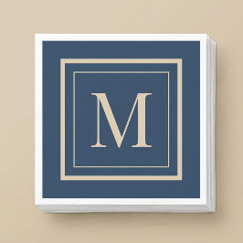 Aangepaste blauwe en vanille omlijste monogram servet