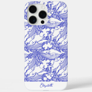 Aangepaste blauwe en witte bultrug walvis iPhone 16 pro max hoesje
