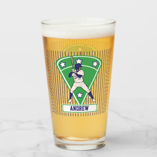 Aangepaste blauwe en witte honkbal glas (Voorkant gevuld)