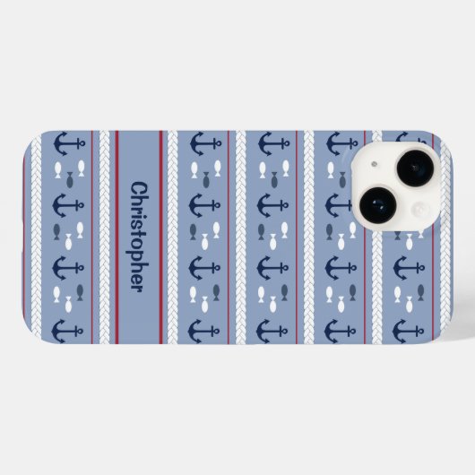 Aangepaste blauwe en witte kleuren Case-Mate iPhone case (Achterkant (horizontaal))