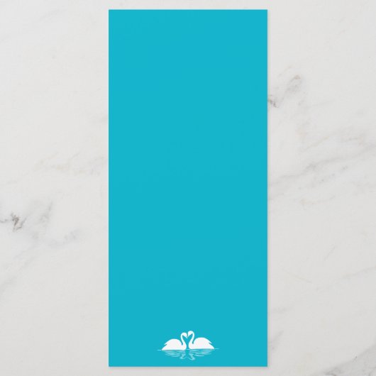 Aangepaste blauwe en witte trouwmenu kaarten zwane (Achterkant)