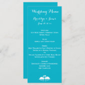 Aangepaste blauwe en witte trouwmenu kaarten zwane (Voorkant / Achterkant)