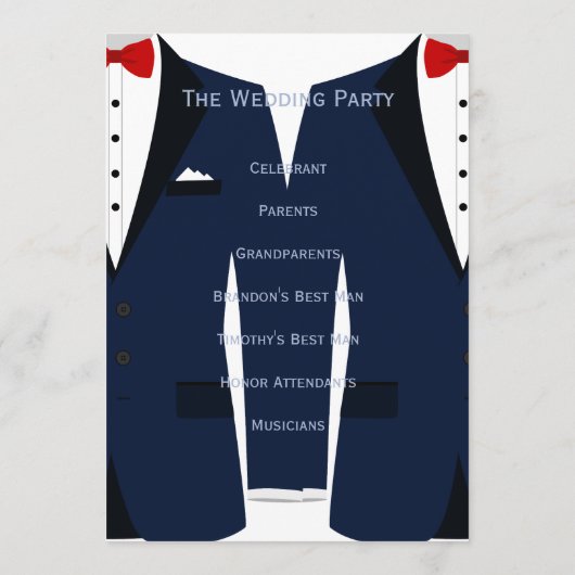 Aangepaste blauwe en witte weddenschappen programmakaart (Achterkant)