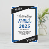 Aangepaste blauwe familie reünie uitnodiging (Staand voorkant)