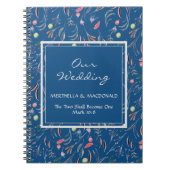 Aangepaste blauwe Floral ONZE WEDDING Notitieboek (Voorkant)