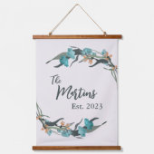 Aangepaste blauwe Floral-reeks, datum vastgesteld Hangend Wandkleed (Voorkant)