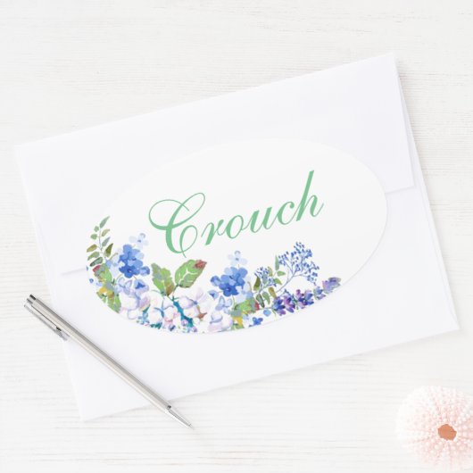Aangepaste Blauwe Floral Sticker (Envelop)
