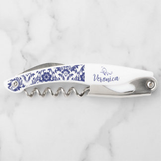 Aangepaste Blauwe Floral Wine Opener