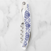 Aangepaste Blauwe Floral Wine Opener (Voorkant)
