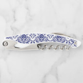 Aangepaste Blauwe Floral Wine Opener (Voorkant)