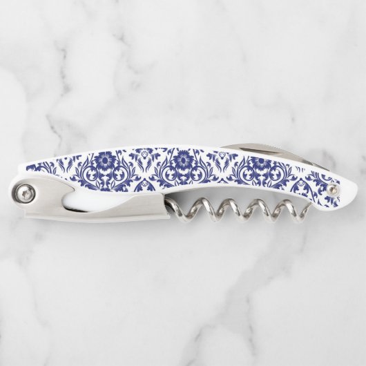 Aangepaste Blauwe Floral Wine Opener (Voorkant)