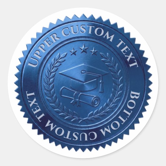 Aangepaste blauwe folie afstudeercertificaat zegel (Voorkant)
