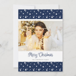 Aangepaste blauwe foto-kerstkaarten feestdagenkaart