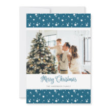 Aangepaste blauwe foto-kerstkaarten