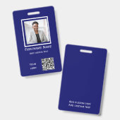 aangepaste blauwe foto werknemer badge ID qr code (Voor- en achterkant)