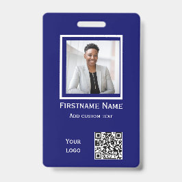 aangepaste blauwe foto werknemer badge ID qr code