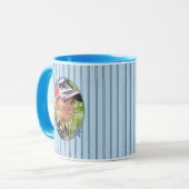 Aangepaste blauwe fotosjabloon mok (Voorkant links)