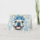 Aangepaste Blauwe Franse Bulldog Greeting Kaart (Voorkant)