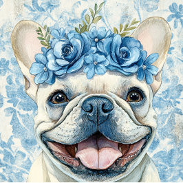 Aangepaste Blauwe Franse Bulldog Greeting Kaart