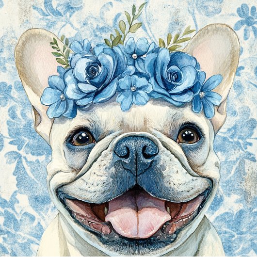 Aangepaste Blauwe Franse Bulldog Greeting Kaart